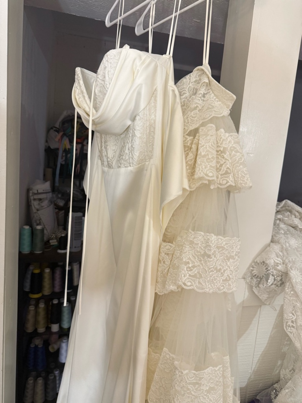 Ivory Lace Bridal Dress with Sheer Lace Overlay